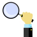 Magnifying Glass with Reflection and Hand. Magnify Icon. Magnifier or Loure Sign