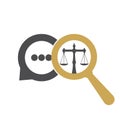 Magnifying Glass and Scale of Justice Logo Template Design.