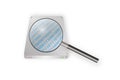 Magnifying glass scanning on harddisk Royalty Free Stock Photo