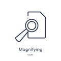 magnifying glass search button icon from user interface outline collection. Thin line magnifying glass search button icon isolated