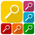 Magnifying glass, Search Icons set with long shadow Royalty Free Stock Photo