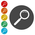 Magnifying glass, Search Icons set Royalty Free Stock Photo