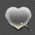 Magnifying glass in the shape of the heart on transparent background Royalty Free Stock Photo