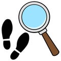 Magnifying Glass with Shoe Prints