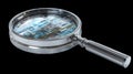 Magnifying glass showing digital binary code on transparent background Royalty Free Stock Photo