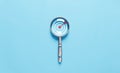 magnifying glass shows the target icon. concept of manager vision performance to a business plan and focus goal strategy of