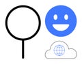 Search Concept with Magnifying Glass, happy Face, and Cloud Icon Representing Technology and Connectivity Royalty Free Stock Photo