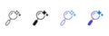 Magnifying Glass With Sparkles Line And Solid Icon Set. AI Search Optimization Icon Set. Artificial Intelligence Royalty Free Stock Photo