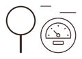 Magnifying Glass and Speedometer Representing Analysis and Performance Evaluation Royalty Free Stock Photo