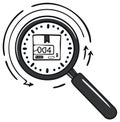 Magnifying Glass Tracking Package Delivery, Scan Processing with Arrows Royalty Free Stock Photo