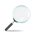 Magnifying glass. Transparent realistic zoom lens isolated on white background. Vector 3D loupe tool, research concept Royalty Free Stock Photo