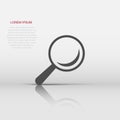 Magnifying glass vector icon in flat style. Search magnifier illustration on white isolated background. Find search business Royalty Free Stock Photo