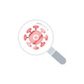 Magnifying glass and virus Flat icon