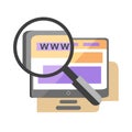 Magnifying glass on web site vector icon, seo service concept Royalty Free Stock Photo