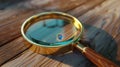 The magnifying glass on wooden table.AI generated image Royalty Free Stock Photo