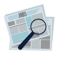 magnifying glass with wording job in newspaper