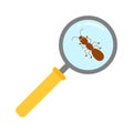 A magnifying glass zoom in ant-vector cartoon style