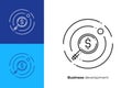 Magnifying glass zoom dollar line art vector icon
