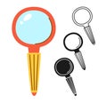 Magnifying glass zoom icon cartoon drawn stamp doodle line set search magnify vector symbol Royalty Free Stock Photo