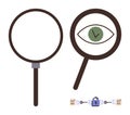 Magnifying Glasses Highlighting Data Security and Verification with a Lock and Documents Chain Royalty Free Stock Photo