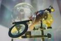 Magnifying lens of the microscope. Old iron microscope with magnifying lenses Royalty Free Stock Photo