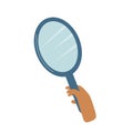 Magnifying loupe in the hand. Detective agency concept. Vector illustration