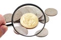 Magnifying usa coins Royalty Free Stock Photo