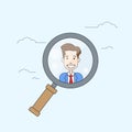 Magnifying Zoom Glass Business Person Portrait Candidate Concept Recruitment