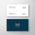 Magnis Abstract Geometry Minimal Vector Sign or Logo and Business Card Template. Premium Stationary Realistic Mock Up. Royalty Free Stock Photo