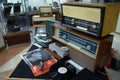 Magnitogorsk, Russia, - April, 20, 2012. Vintage Soviet retro radio equipment installed in the lobby of the building of the