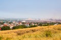 View panorama to old part of Magnitogorsk city with small houses