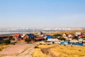 View panorama to old part of Magnitogorsk city with small houses