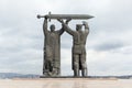 MAGNITOGORSK, RUSSIA - OCTOBER, 2018: Monument Rear-front a large famous sculpture Royalty Free Stock Photo