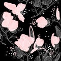 Magnolia blossom. seamless pattern with spring flower.