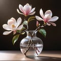 Magnolia branch in a transparent vase