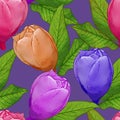 Magnolia. Decorative art-deco design element, floral ornament. Seamless pattern for bandana, shawl, hijab, neck scarf. Kerchief