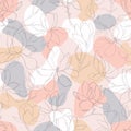 Magnolia.Floral vector background in line style. Seamless pattern. Branches with flowers of magnolia. Modern trendy graphic design Royalty Free Stock Photo