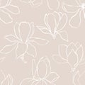 Magnolia.Floral vector background in line style. Seamless pattern. Branches with flowers of magnolia. Modern trendy graphic design Royalty Free Stock Photo