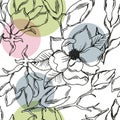 Magnolia Flower Blossoming Buds with Showy Petals Vector Seamless Pattern