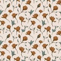 Magnolia flower skecth with ink hand drawn seamless pattern