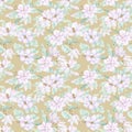 Magnolia flowers background. Watercolor spring floral seamless pattern. Elegant magnolia flowers and leaves Royalty Free Stock Photo
