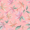 Magnolia flowers and leaves seamless pattern Royalty Free Stock Photo