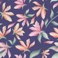 Magnolia flowers and leaves seamless pattern Royalty Free Stock Photo