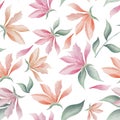 Magnolia flowers and leaves seamless pattern Royalty Free Stock Photo