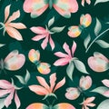 Magnolia flowers and moths seamless pattern Royalty Free Stock Photo