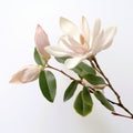 Photo-realistic White Magnolia On White Background