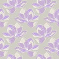 Magnolia violet pattern,contour flowers.