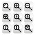 Magnyfying glass, web search buttons set Royalty Free Stock Photo