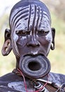 Portrait of a Mursi woman in Ethiopia Royalty Free Stock Photo