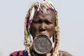 Portrait of a Mursi woman in Ethiopia Royalty Free Stock Photo